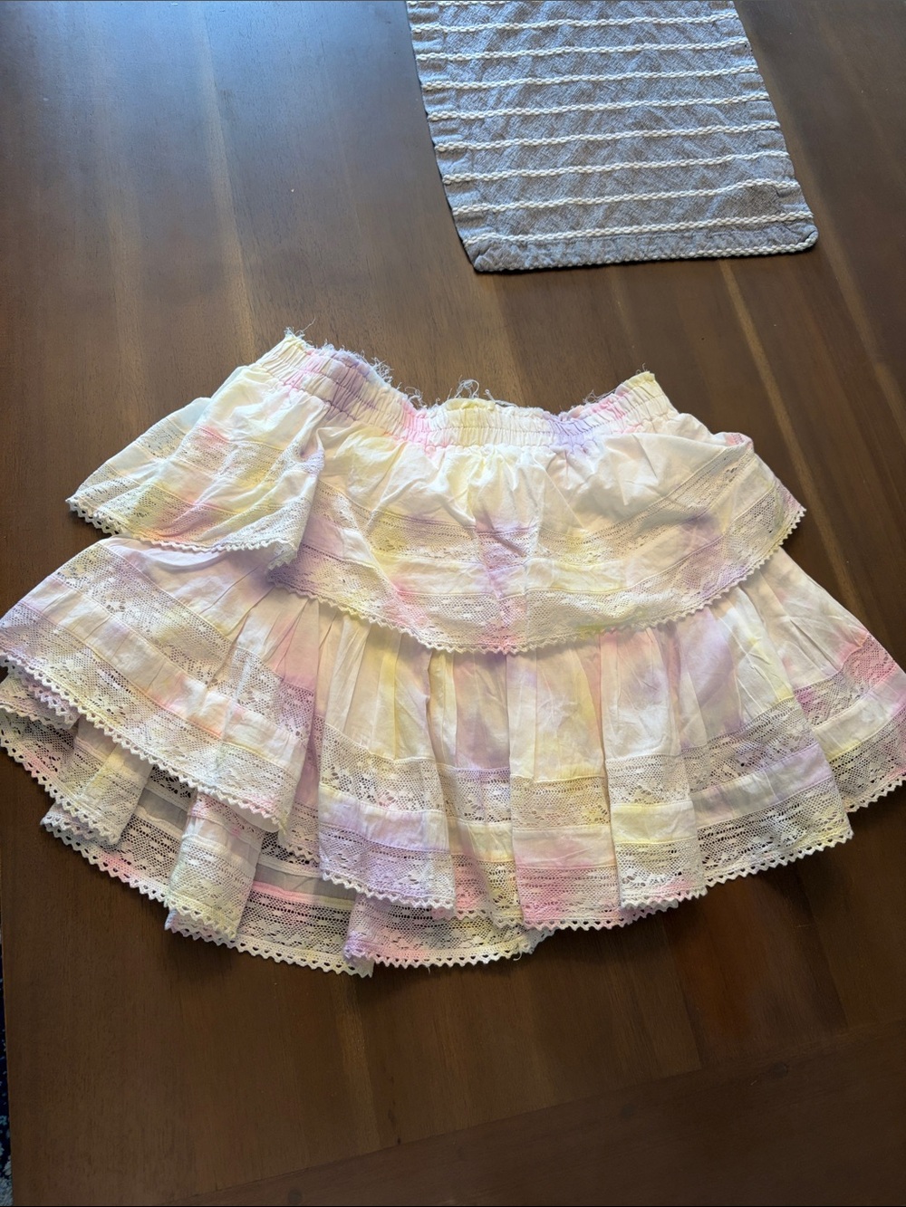 LoveShackFancy Pastel Tie-Dye Ruffle Mini Skirt